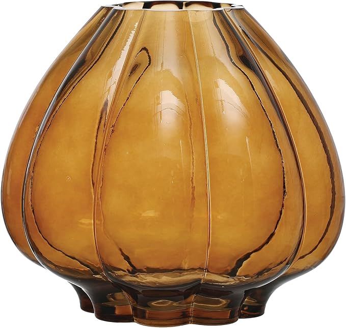 Bloomingville 9.75 Inches Round Fluted Glass, Brown Vase | Amazon (US)