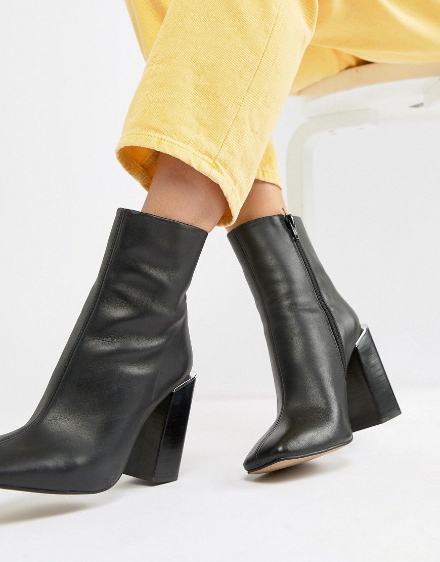 ASOS DESIGN Premium leather verity high ankle boots - Black | ASOS US