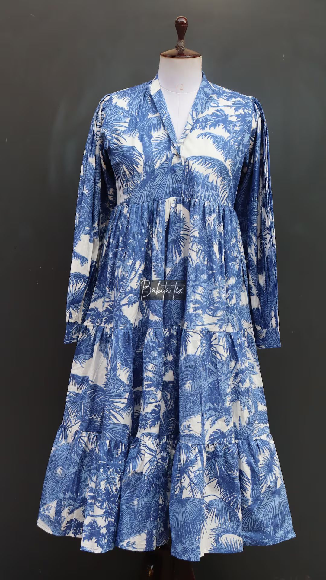 Midi Dress, Mini Dress, Floral Long Block Print Dress, Deep Neck With String Closer - Etsy | Etsy (US)