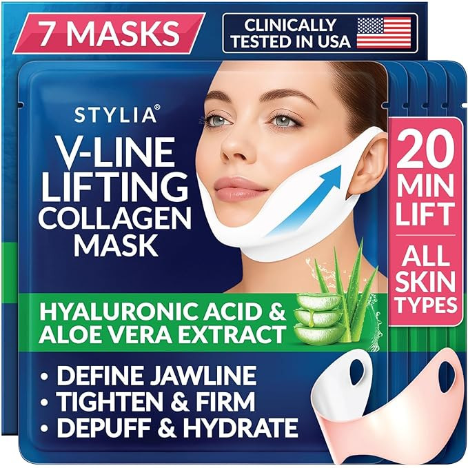 Amazon.com: Stylia V Line Lifting Collagen Mask - Lift, Firm & Contour Jawline - Tightening Doubl... | Amazon (US)