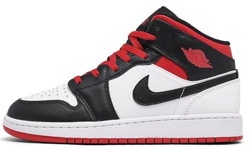 Big Kid's Jordan 1 Mid White/Gym Red-Black (DQ8423 106) - 5.5 | Amazon (US)