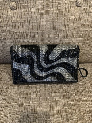 VINTAGE WALBORG BLACK BEADED PURSE CLUTCH BAG | eBay AU