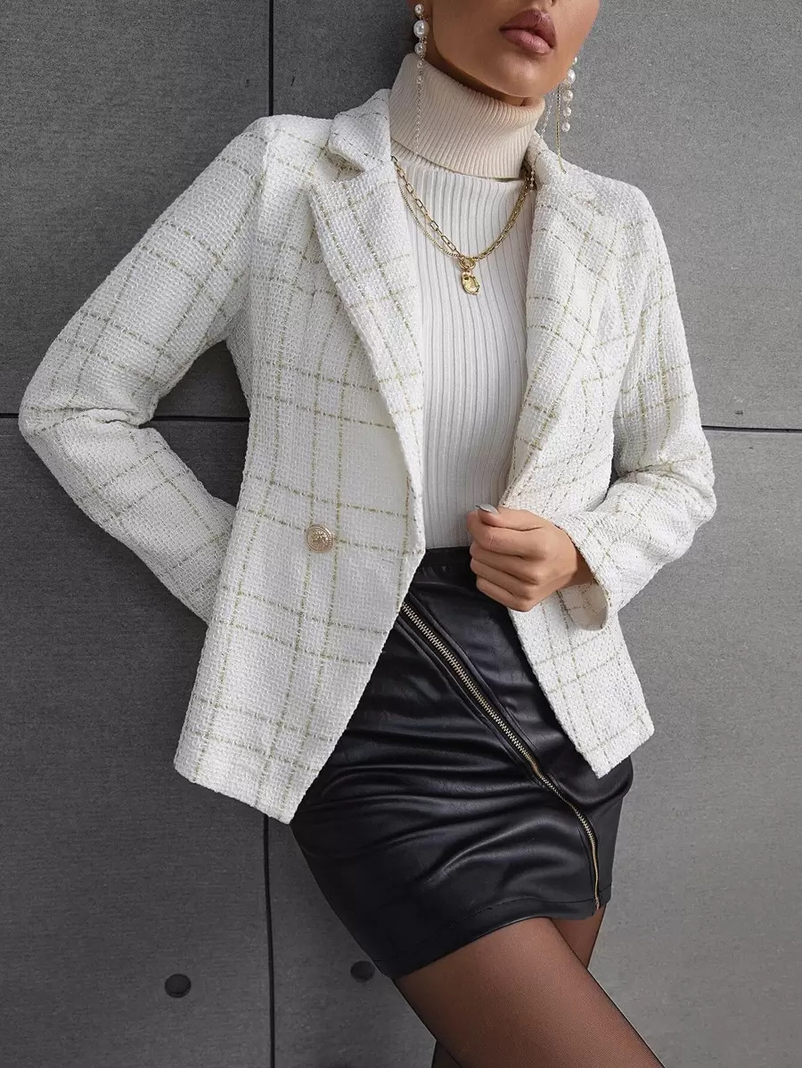 Plaid Double Button Overcoat | SHEIN