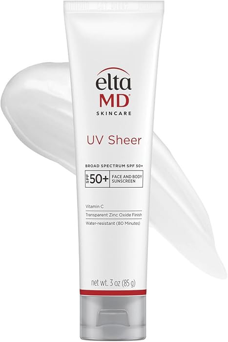 EltaMD UV Sheer Face Sunscreen, SPF 50+ No White Cast Sunscreen for Face and Body, Zinc Oxide Sun... | Amazon (US)