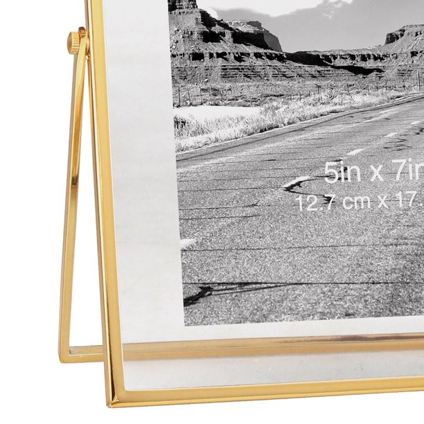 Better Homes & Gardens 5" x 7" Rectangle Metal Tabletop Floating Picture Frame, Gold | Walmart (US)