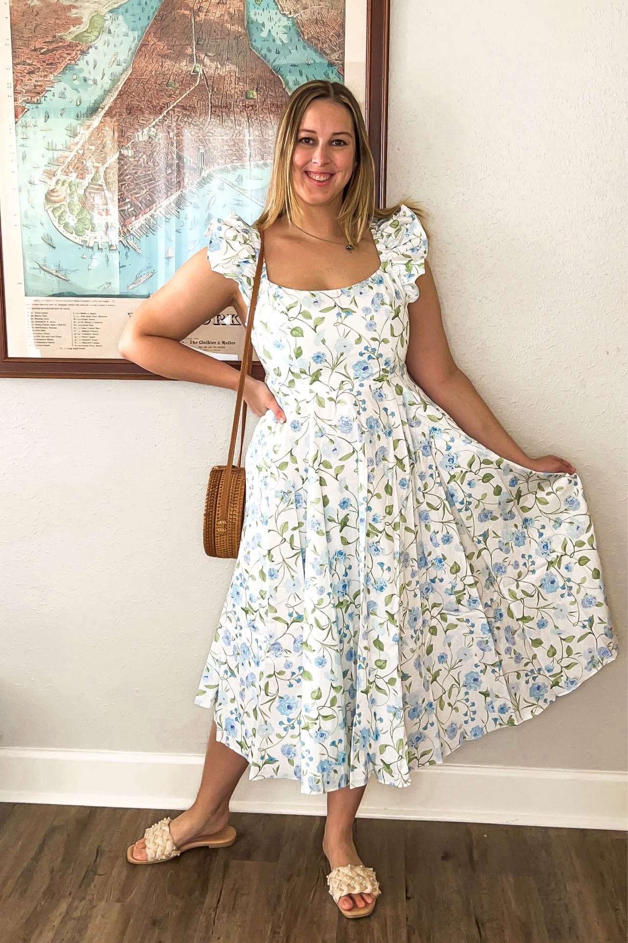 junior bridesmaid dresses light blue Girls: The Daphne Light Blue Floral Dress, (7/8) - The Mint Julep Boutique main image 0