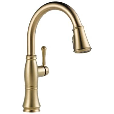 Delta Cassidy Lumicoat Champagne Bronze 1-Handle Deck-mount Pull-Down Handle Kitchen Faucet Lowes... | Lowe's