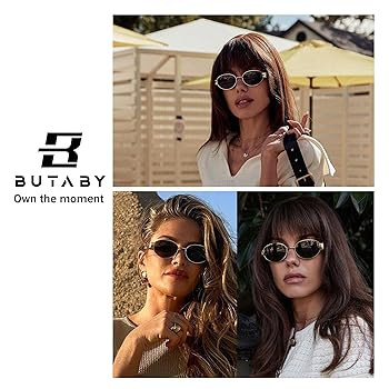 BUTABY Retro Oval Sunglasses for Women Men Designer Trendy Sun Glasses Classic Shades UV400 Prote... | Amazon (US)