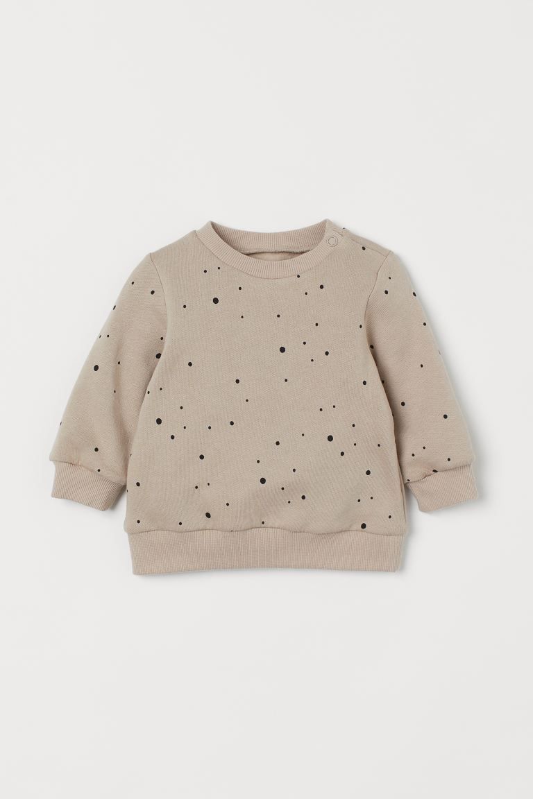 Long-sleeved sweatshirt in soft, organic cotton fabric. Snap fastener on one shoulder (sizes 1 - ... | H&M (US + CA)