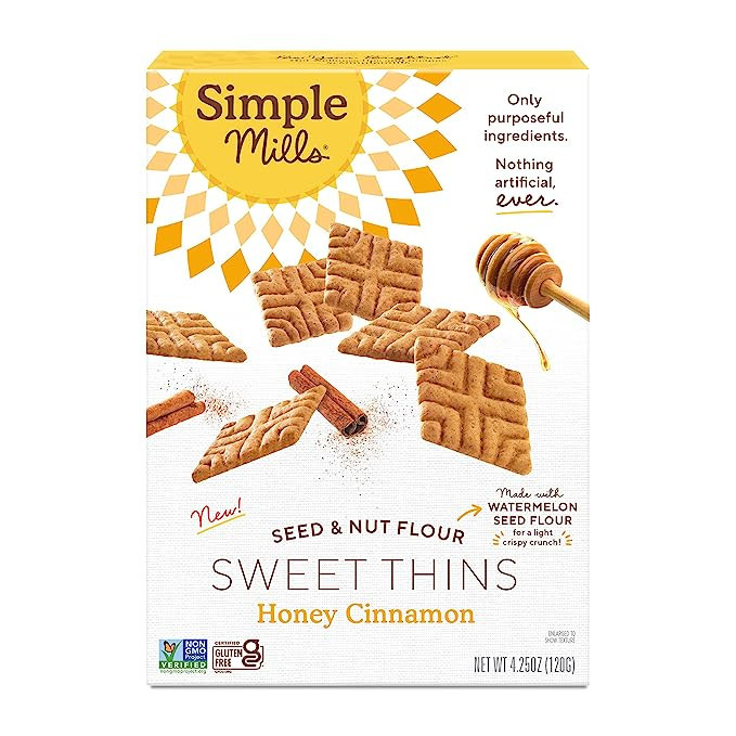 Simple Mills Sweet Thins Cookies, Seed and Nut Flour, Honey Cinnamon - Gluten Free, Paleo Friendl... | Amazon (US)