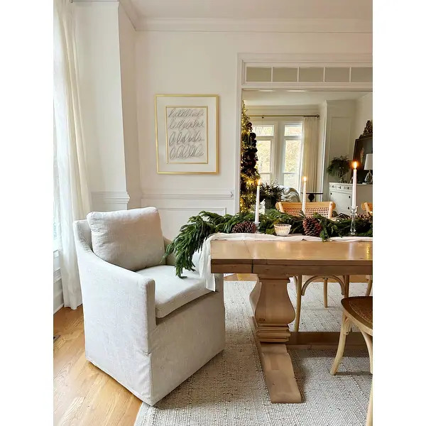 Upholstered Swiveling Linen Accent Sofa Chair | Bed Bath & Beyond