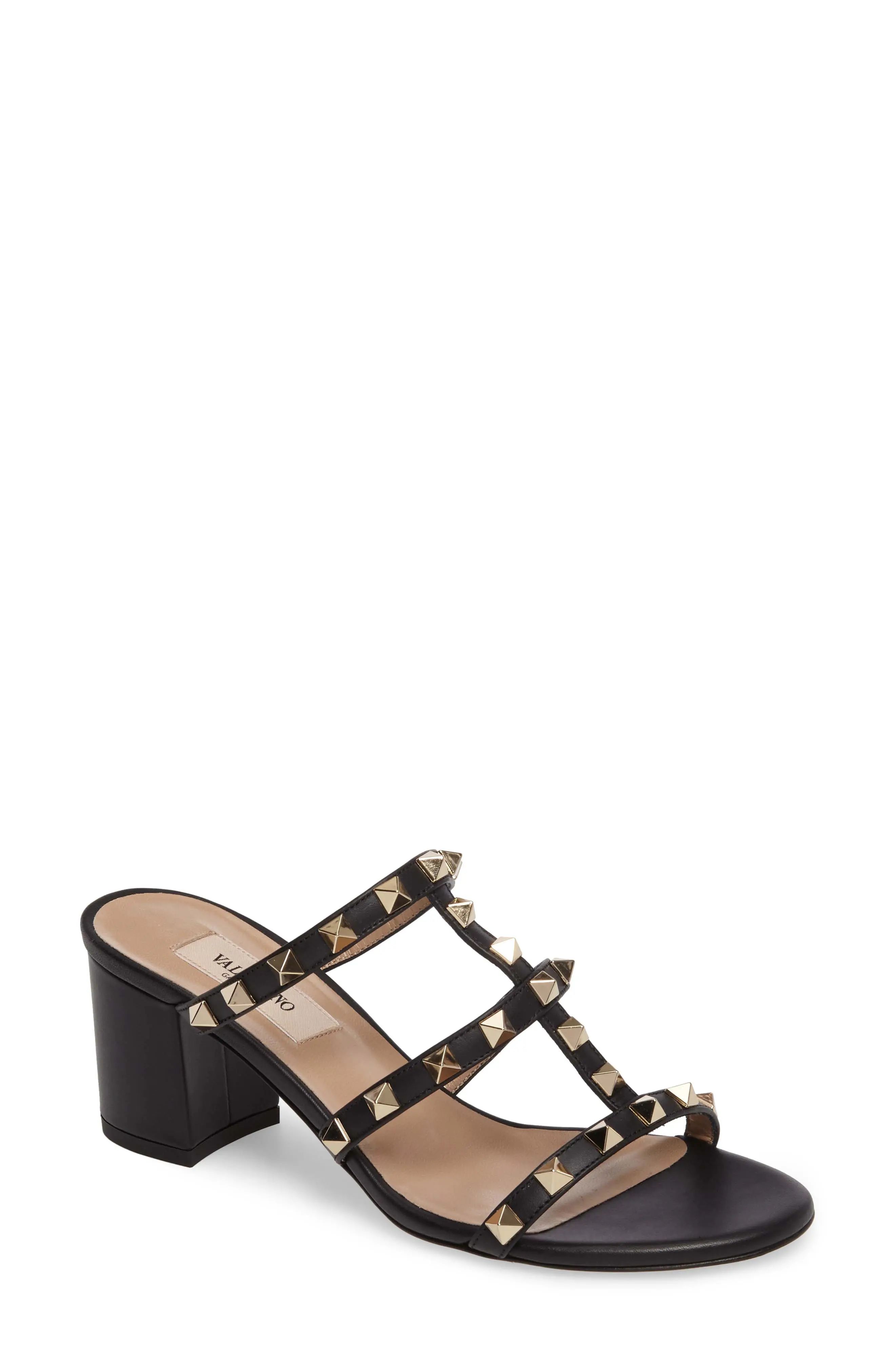 Women's Valentino Garavani Rockstud Slide Sandal, Size 10US / 40EU - Black | Nordstrom