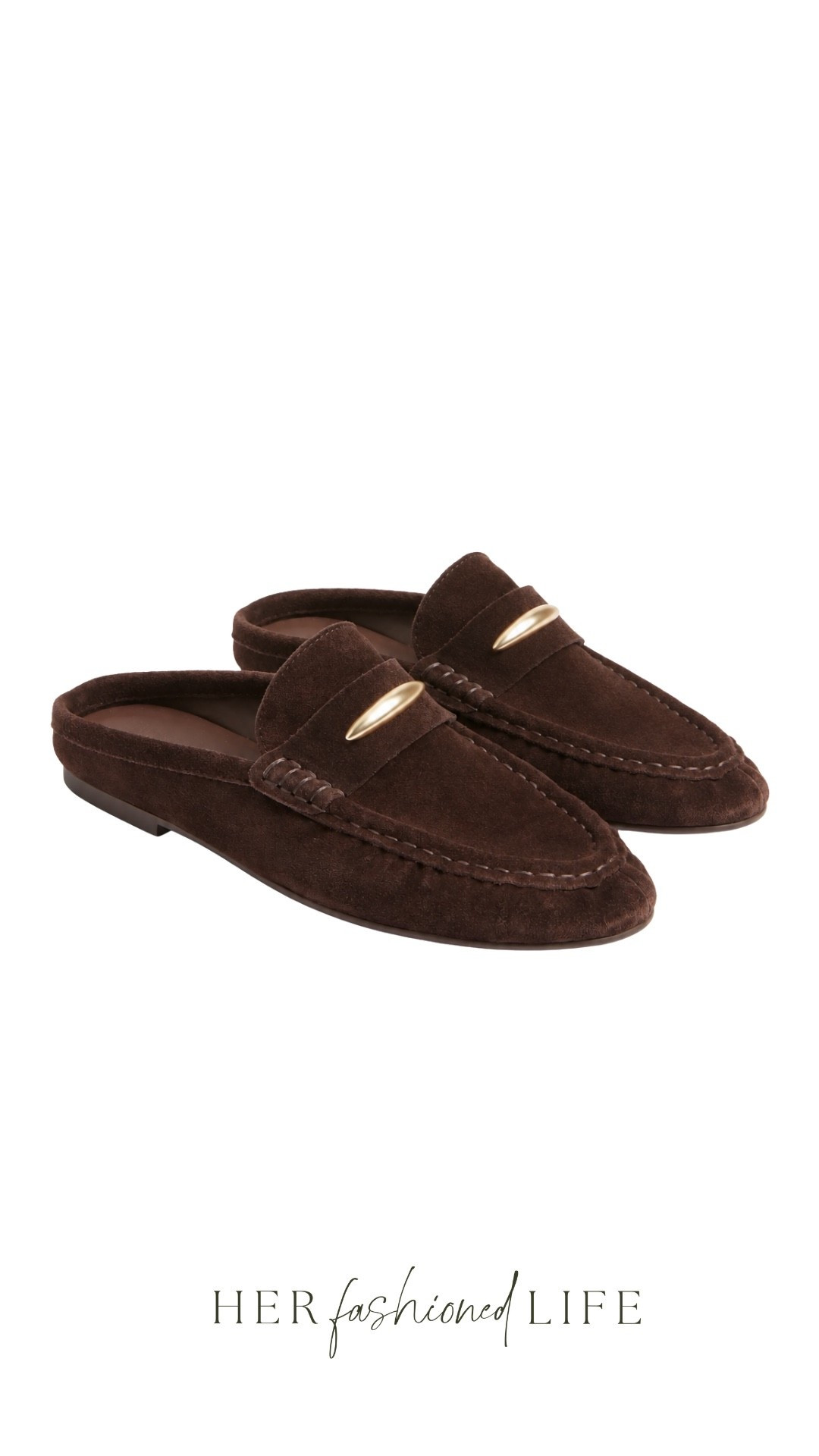 Our bestselling shoes of the week! These brown suede mule loafers are such a great alternative to everyday flats.