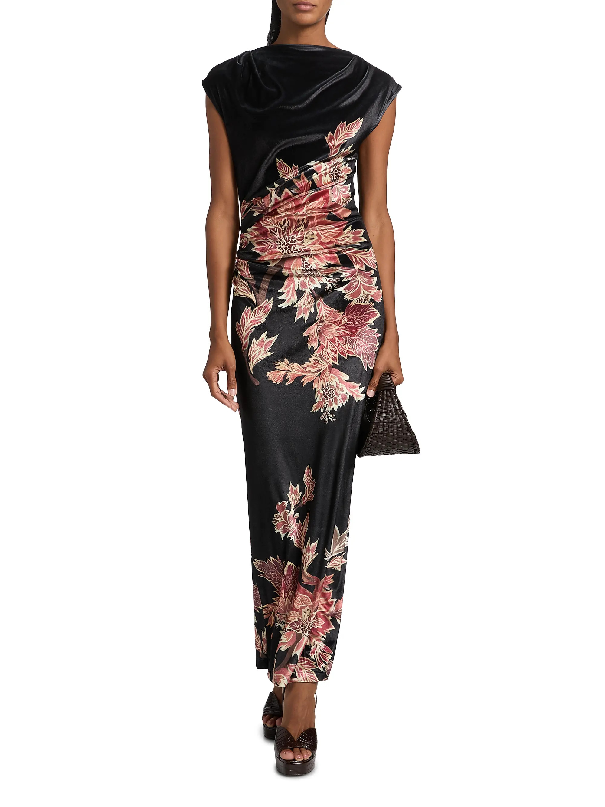 Johi Ruched Floral Velvet Maxi Dress | Saks Fifth Avenue