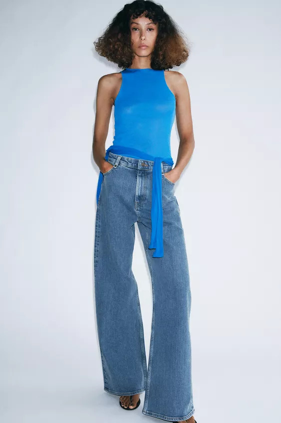 ZW COLLECTION HIGH-WAIST WIDE LEG JEANS | Zara US