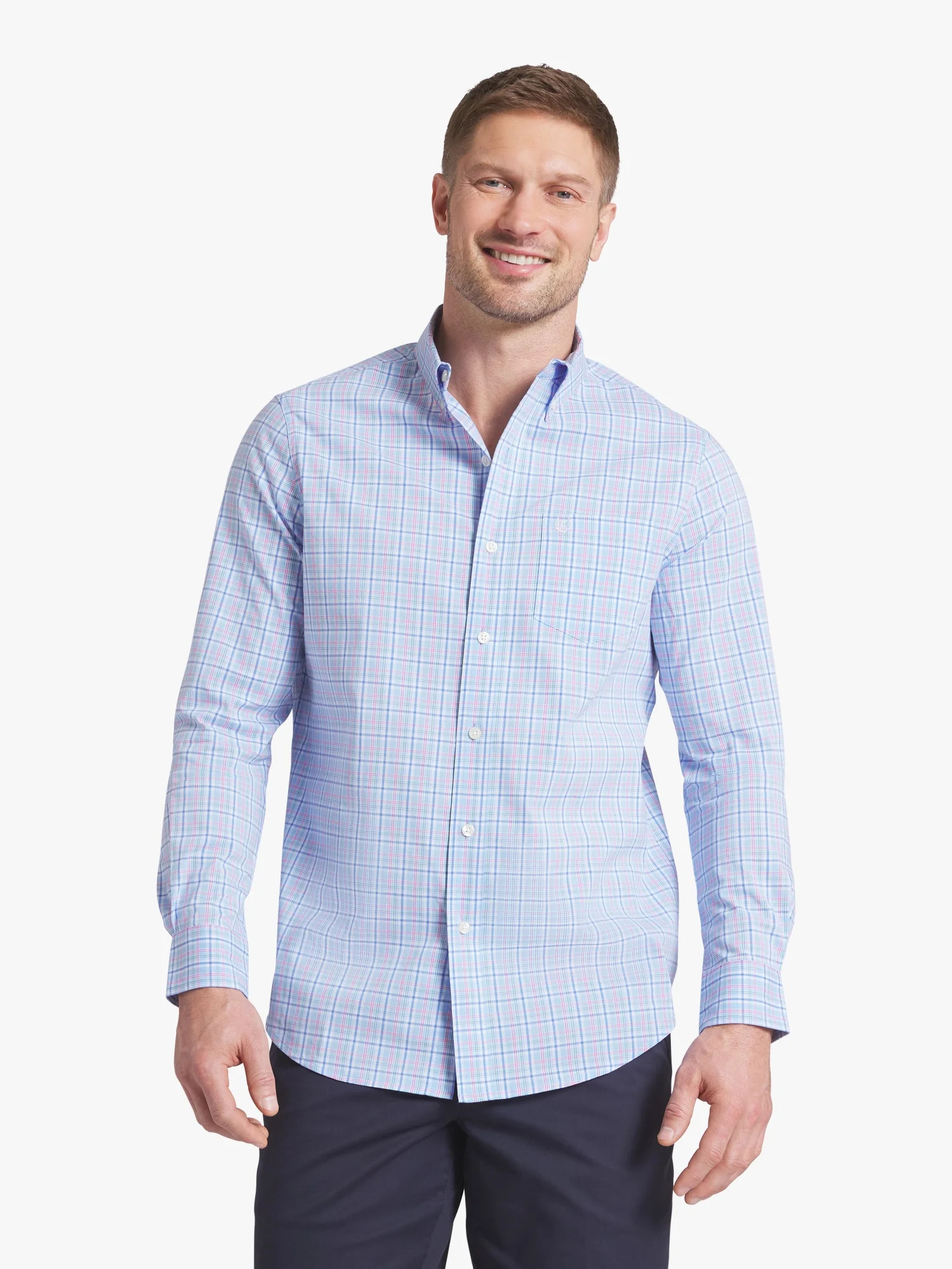 Chaps Men's & Big Men's Long Sleeve Easy Care Stretch Poplin Shirt, Sizes S-3XL | Walmart (US)