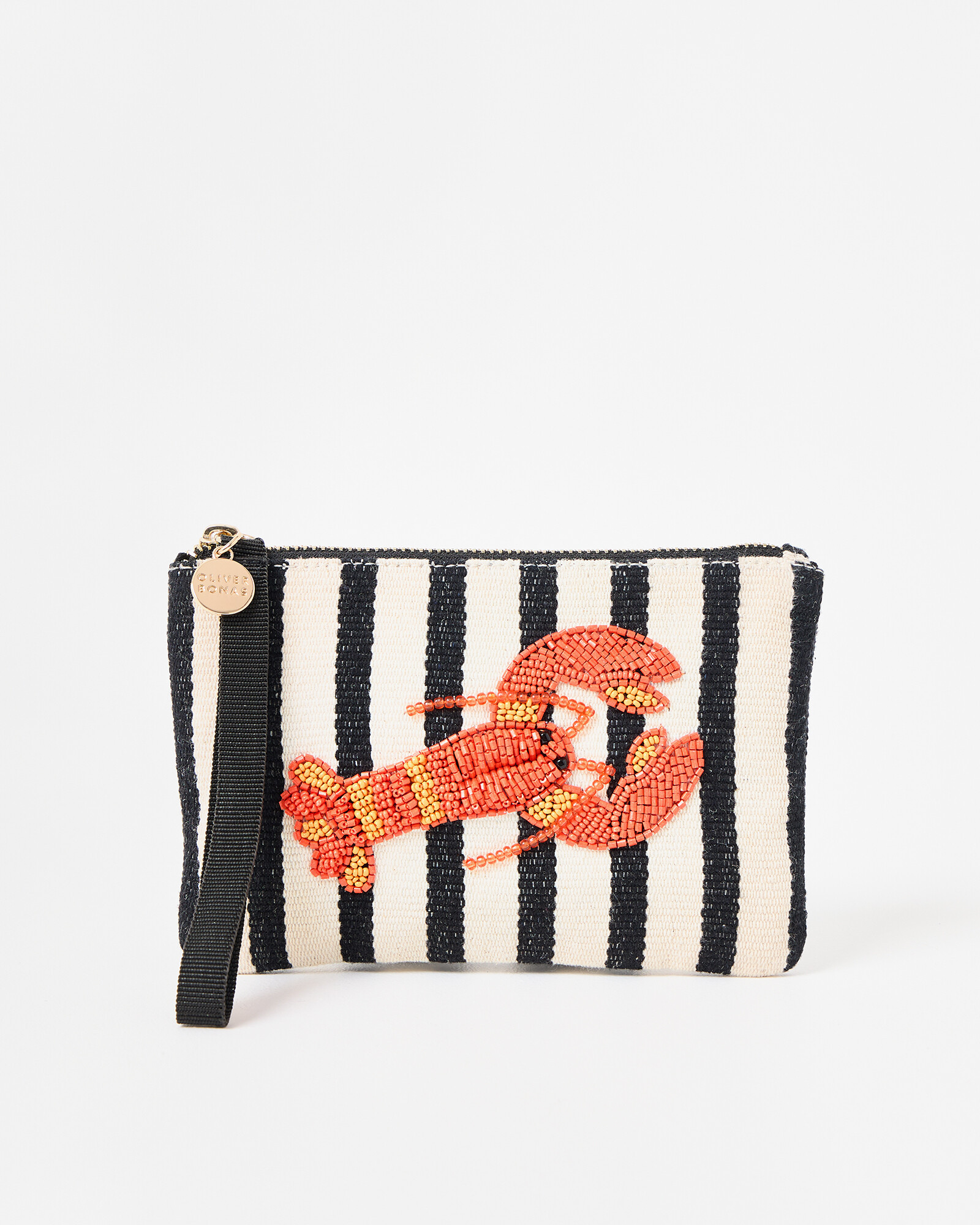 Monochrome Striped Beaded Lobster Zipped Pouch | Oliver Bonas | Oliver Bonas (Global)
