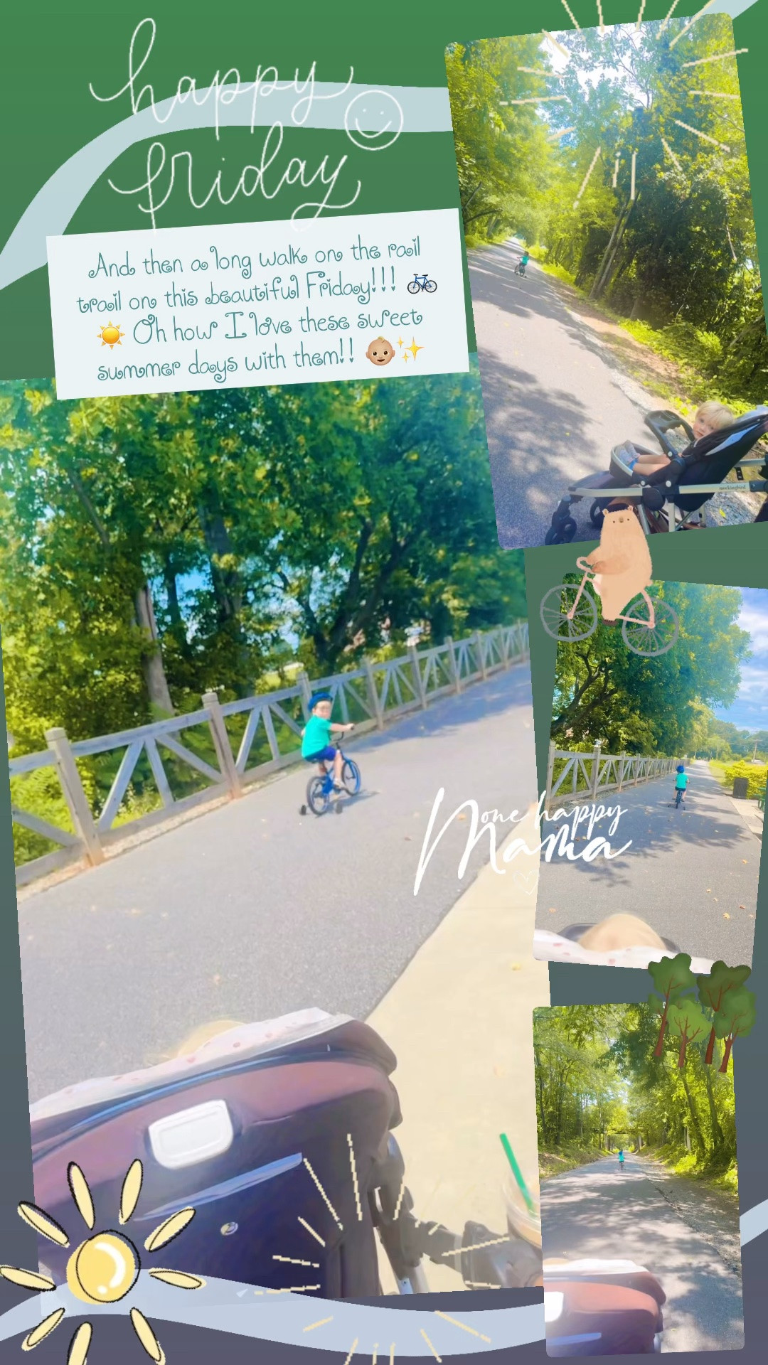 And then a long walk on the rail trail on this beautiful Friday!!! 🚲☀️ Oh how I love these sweet summer days with them!! 👶🏼✨