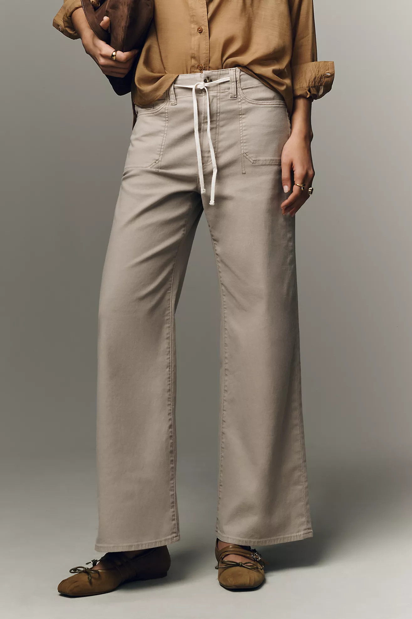 PAIGE Ari Tie-Waist High-Rise Wide Leg Jeans | Anthropologie (US)