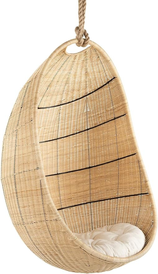 KOUBOO Cocoon Wicker Seat Cushion, Natural Color Hanging Swing Chair, Brown | Amazon (US)