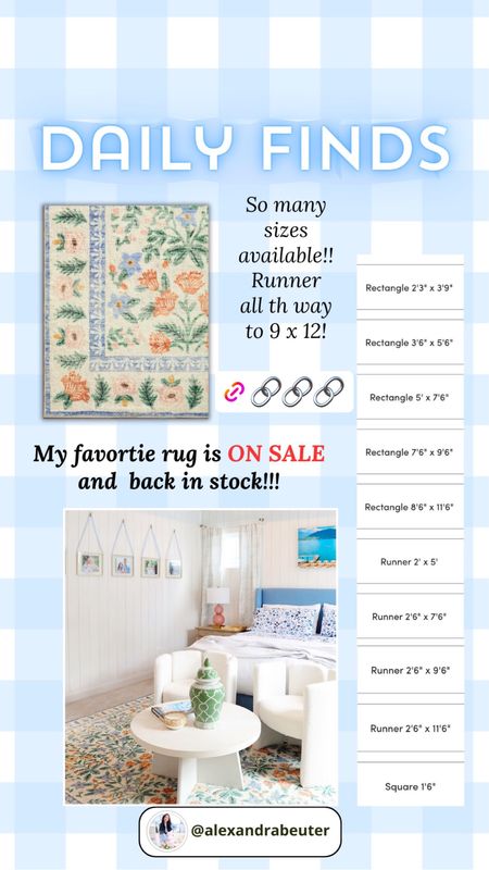 My favorite rug is on sale!!! Bedroom rug. Coastal decor. 

Home decor // rug sale // rugs // bedroom ideas // colorful bedroom // blue bedroom // white bedroom // home decorating // riffle paper co // Wayfair 

#LTKsalealert #LTKhome #LTKfamily