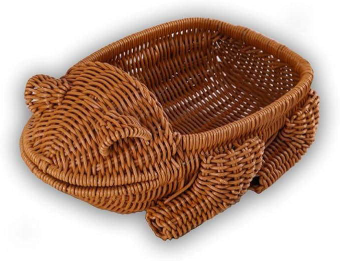 Bread Basket Poly-Wicker Fruit Bowls Food Storage Cute Frog Shape Handmade Serving Basket Home De... | Amazon (US)