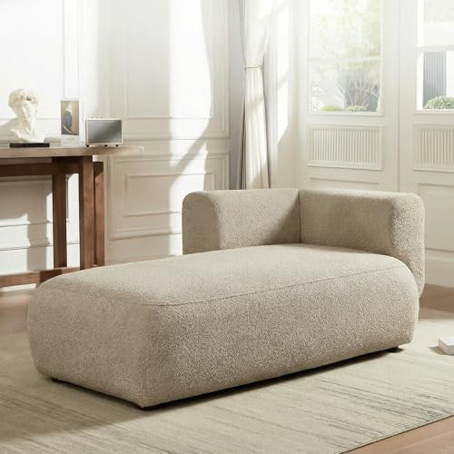 Boucle Chaise Lounge Chair Indoor Comfy Fluffy Lounge Sofa Upholstered Chaise Lounge Modern Loung... | Amazon (US)