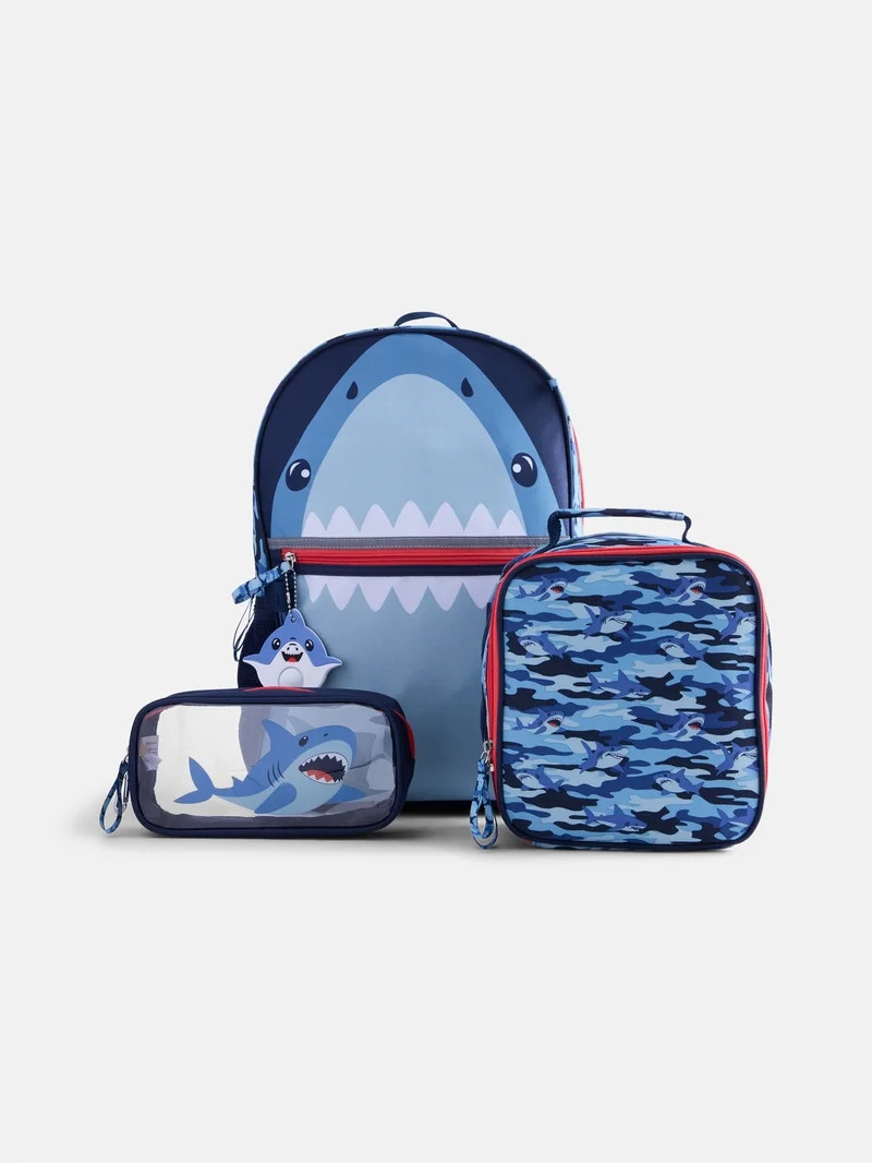 Wonder Nation Boy's 17" Shark Bite Backpack & Lunch Set, Blue | Walmart (US)