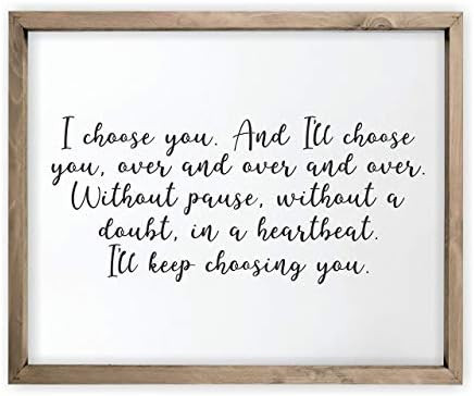 I Choose You Framed Rustic Wood Farmhouse Wall Sign (16x20) | Amazon (US)