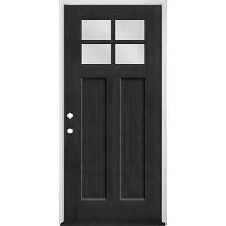 Regency 36 in. x 80 in. 4 Lite 1/4 Toplite RHIS Clear Glass Onyx Stained Fir Grain Fiberglass Pre... | The Home Depot