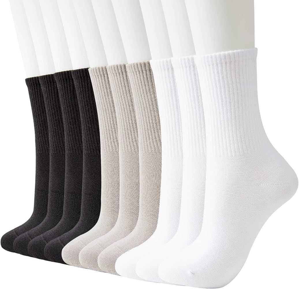 J-BOX Womens Cotton Crew Socks, Thin Soft Comfort Breathable Dress Socks, Above Ankle Crew Socks for | Amazon (US)