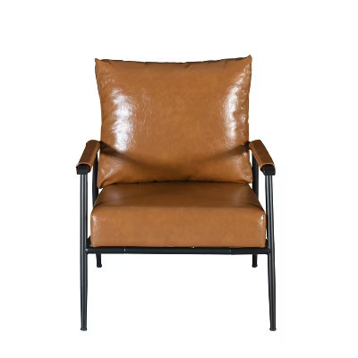 Christopher Knight Home Wayne Faux Leather and Metal Accent Chair, Brown/Black | Target