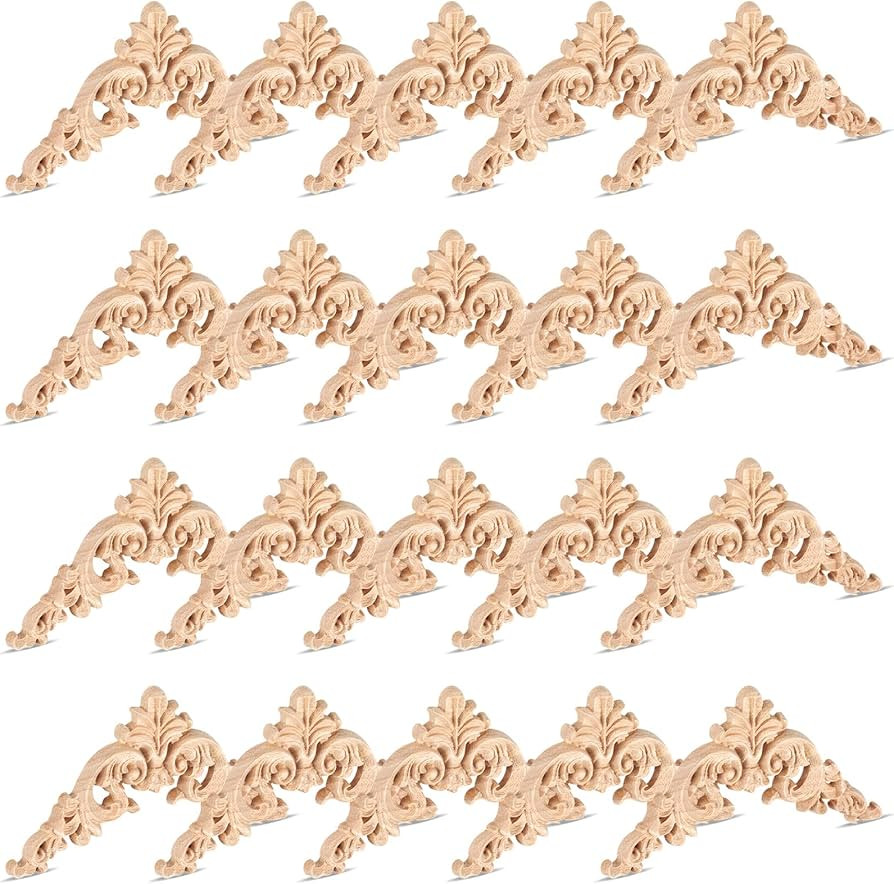 Vicenpal 20 Pcs Wood Applique Corner Onlay Decorative Wood Applique DIY Wooden Carved Corner Unpa... | Amazon (US)