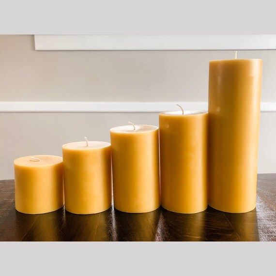 100% Pure Beeswax Candles- 3" Wide | Unscented Beeswax Pillar Candle | Bee Wax Candle for Meditat... | Etsy (US)