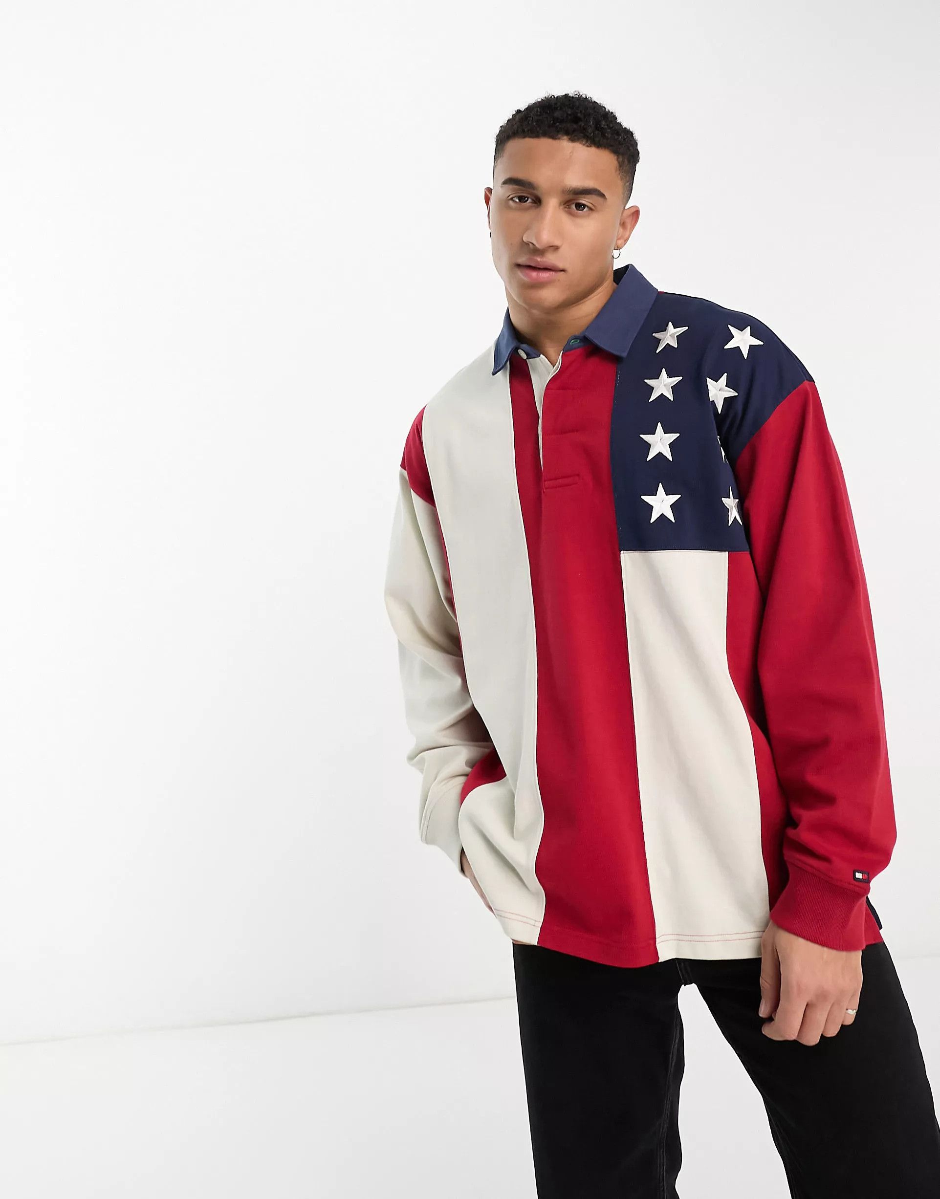 Tommy Hilfiger x Shawn Mendes long sleeve american flag rugby shirt in multi | ASOS (Global)