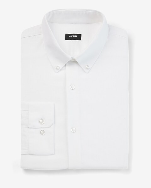 Classic Solid Linen-Cotton Blend Stretch 1MX Dress Shirt | Express