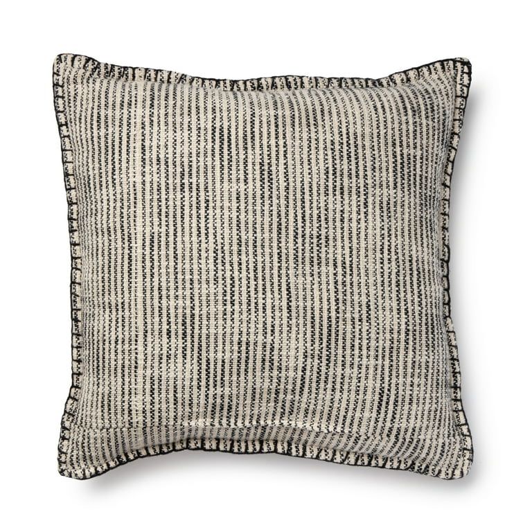 Better Homes & Gardens Reversible Stripe Decorative Square Pillow, 20" x 20", Black, Single Pillo... | Walmart Online Grocery