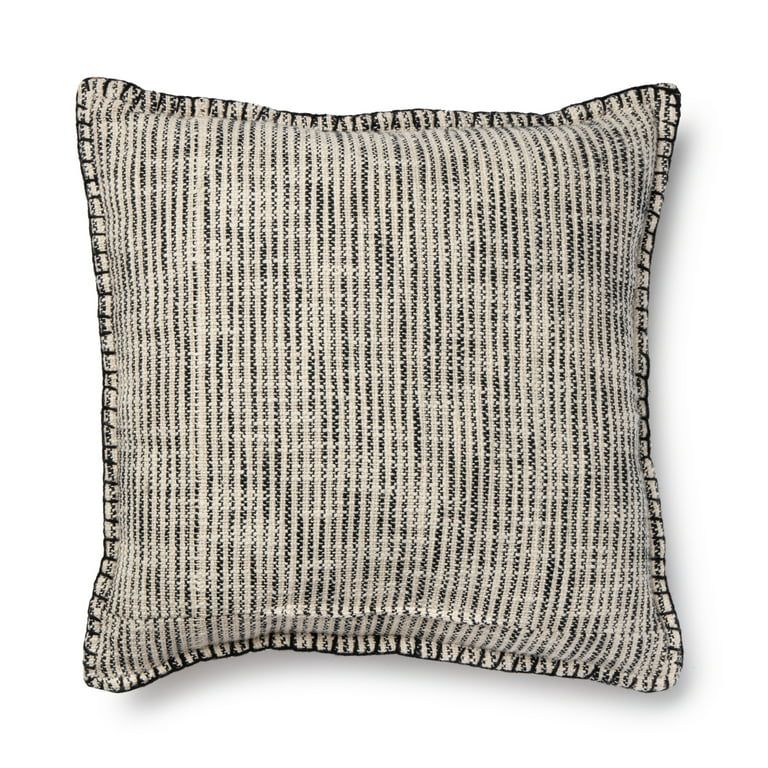 Better Homes & Gardens Reversible Stripe Decorative Square Pillow, 20" x 20", Black, 1 per Pack | Walmart (US)