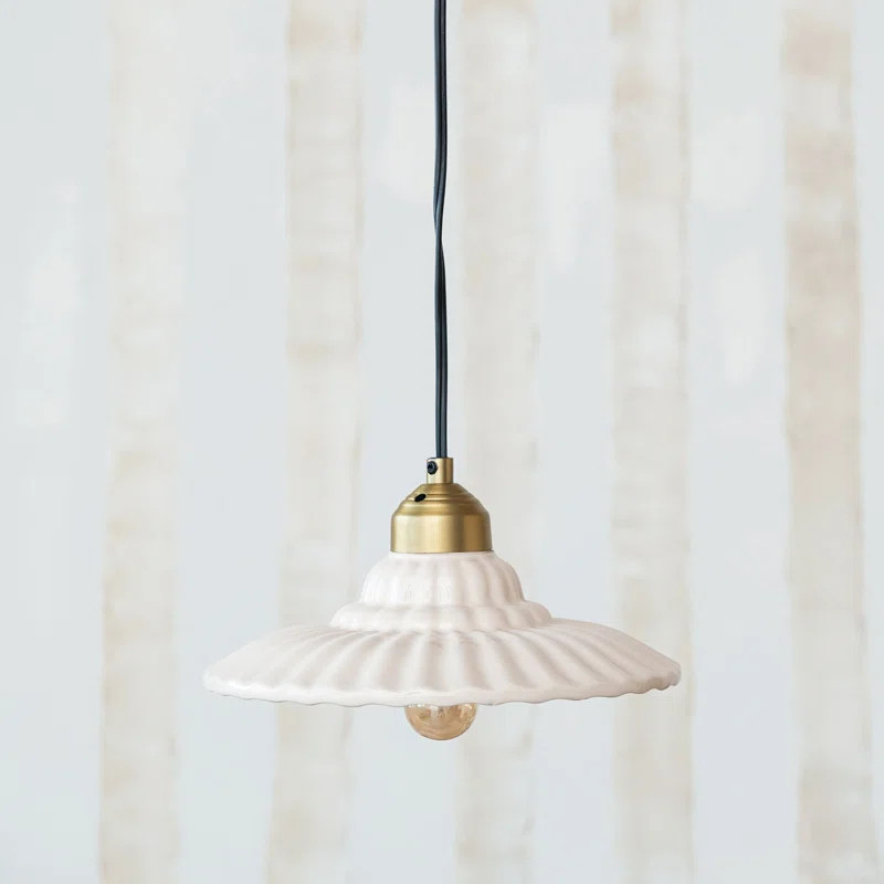 Elegant Stoneware Pleated Pendant Lamp | Wayfair North America