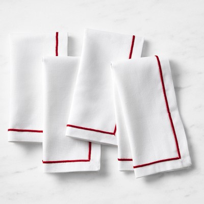 Red Border Napkins, Set of 4 | Williams Sonoma | Williams-Sonoma