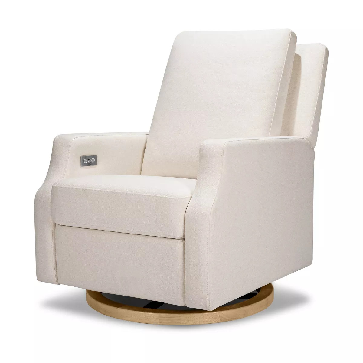 Namesake Crewe Electronic Swivel Glider Recliner - Performance Cream Eco-Weave/Light Wood Base | Target