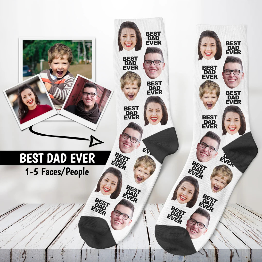 Best Dad Ever Socks, Fathers Day Gift, #1 Dad Socks, Gifts For Dad, Face Socks, Personalised Sock... | Etsy (US)