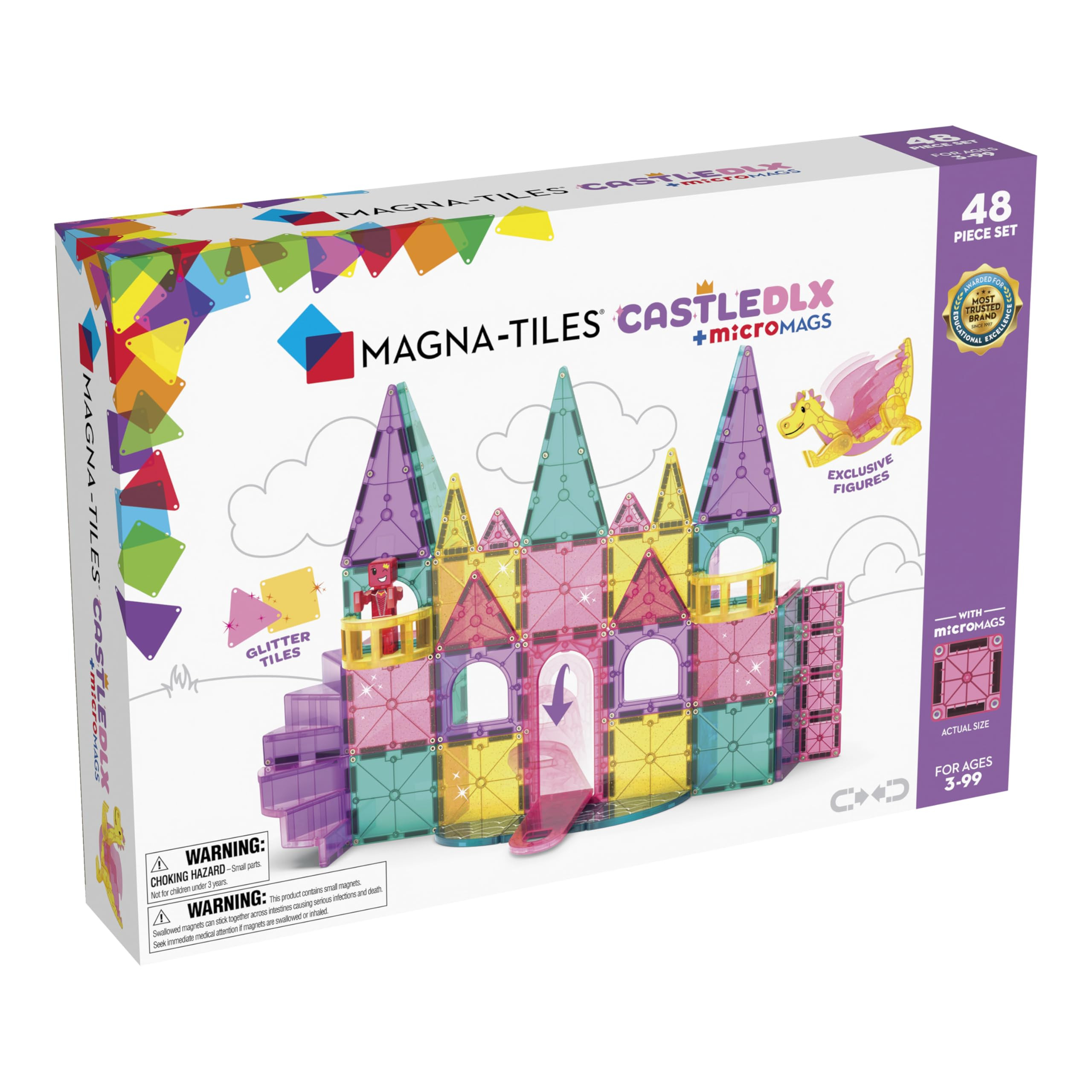 MAGNA-TILES Castle DLX 48-Piece Magnetic Construction Set, The Original Magnetic Building Brand | Amazon (US)