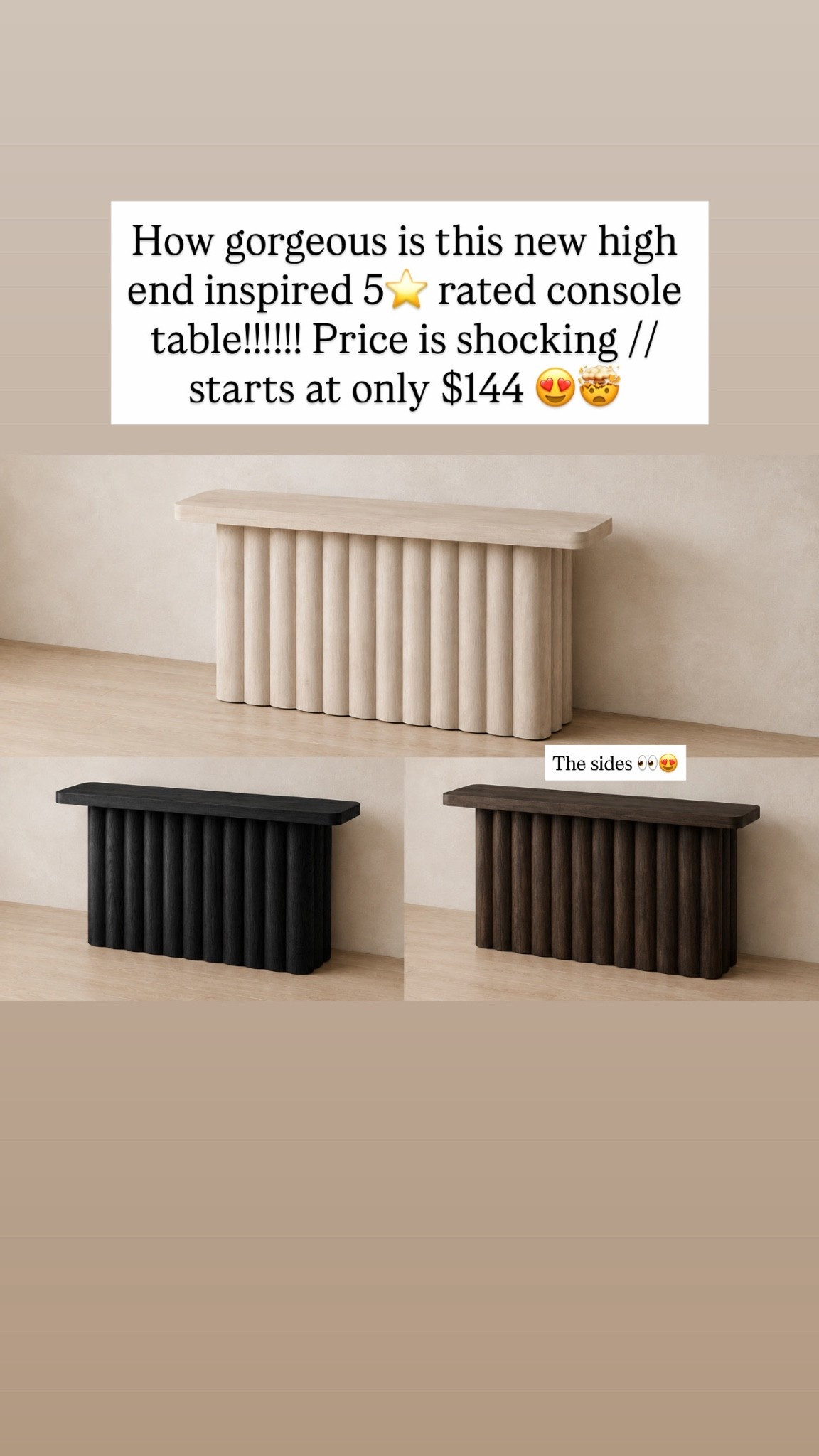 How gorgeous is this new high end inspired 5⭐️ rated console table!!!!!! Price is shocking // starts at only $144 😍🤯
