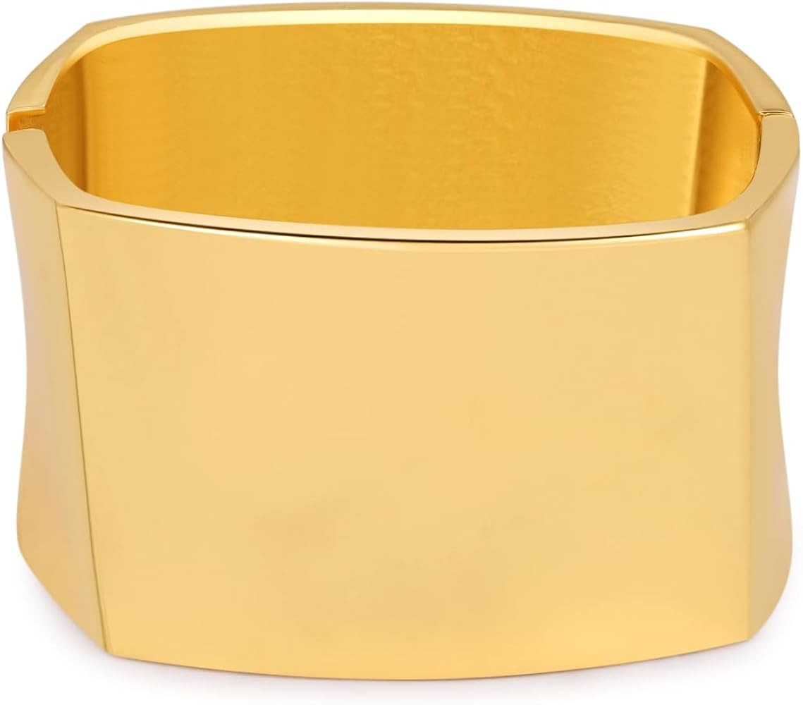 Bangle Bracelets for Women | 14K Gold Plated Trendy Wide Bracelets | Hinged Arm Cuff Bangles Chun... | Amazon (US)