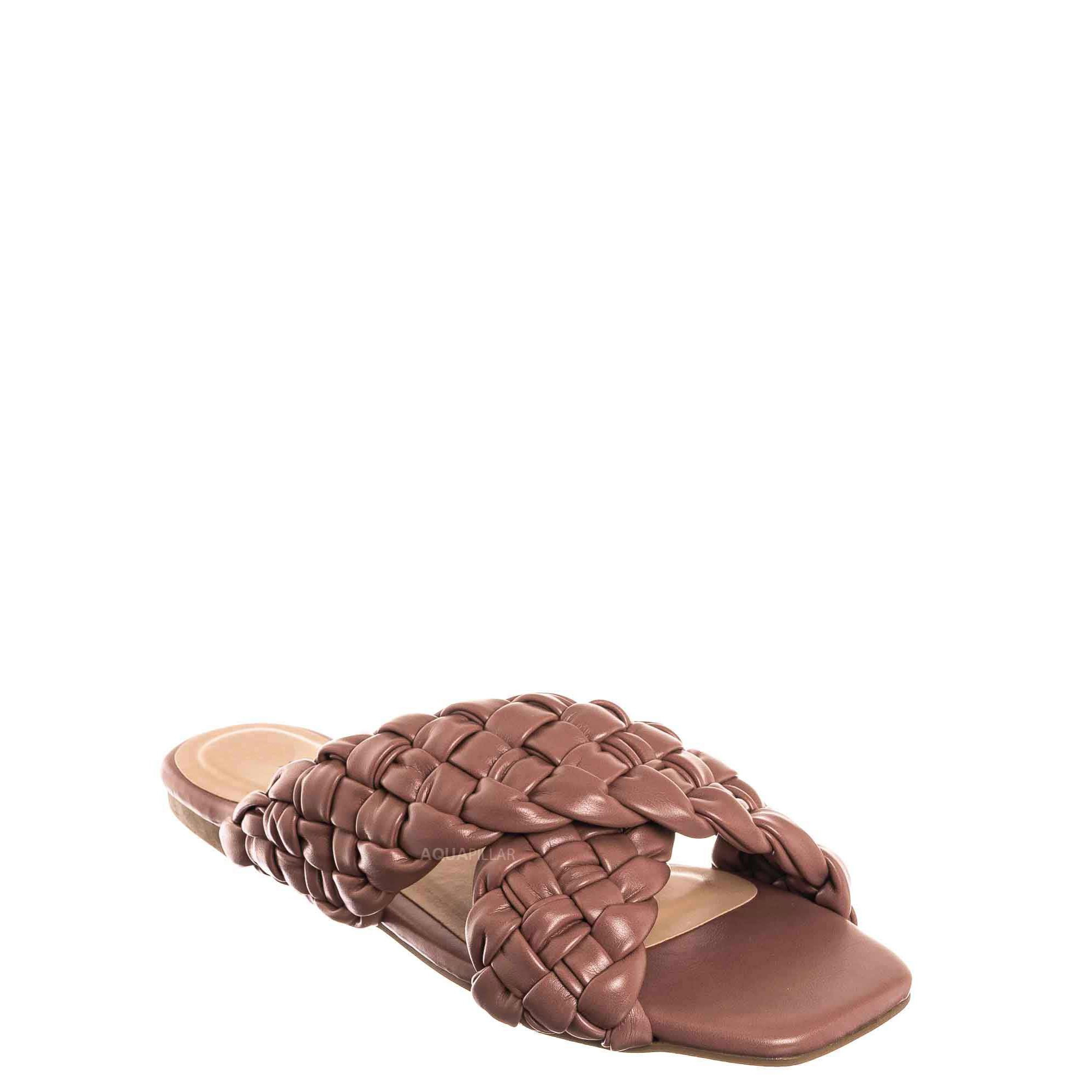Thick Braided Woven Slides - Womens Open Squared Toe Slip On Mule Slipper | Walmart (US)