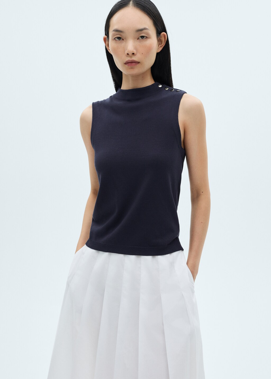 Buttoned knit top - Women | MANGO USA | Mango (US/MX/AU)