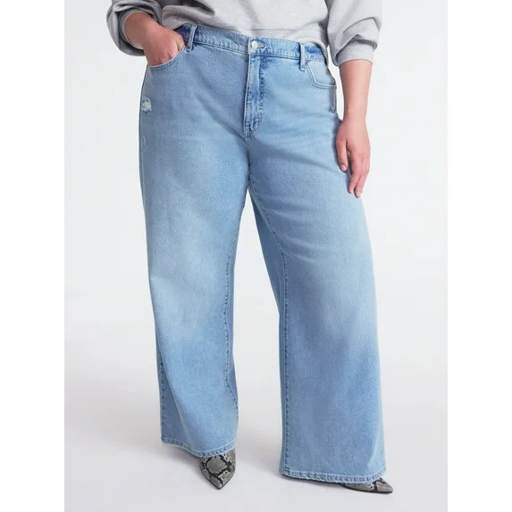 Scoop Women’s and Women’s Plus Baggy Wide Leg Jeans, Sizes 0-26 | Walmart (US)