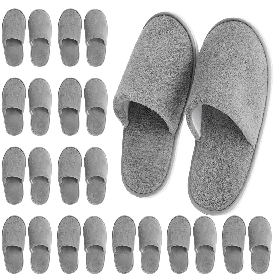 Juvale 12 Pairs Disposable Slippers for Guests, Bulk Pack for Hotel, Spa, Shoeless Home, (US Men ... | Amazon (US)