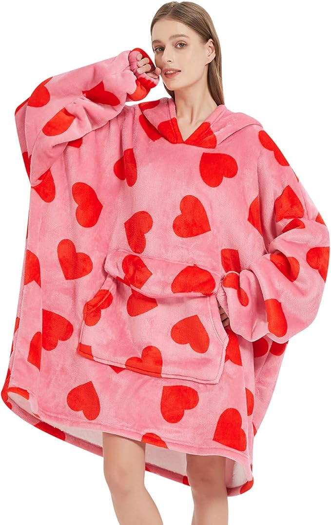 Mewkou Wearable Blanket Hoodie for Adult,Oversized Sherpa Fleece Blanket Hoodie for Women Men,Hea... | Amazon (US)